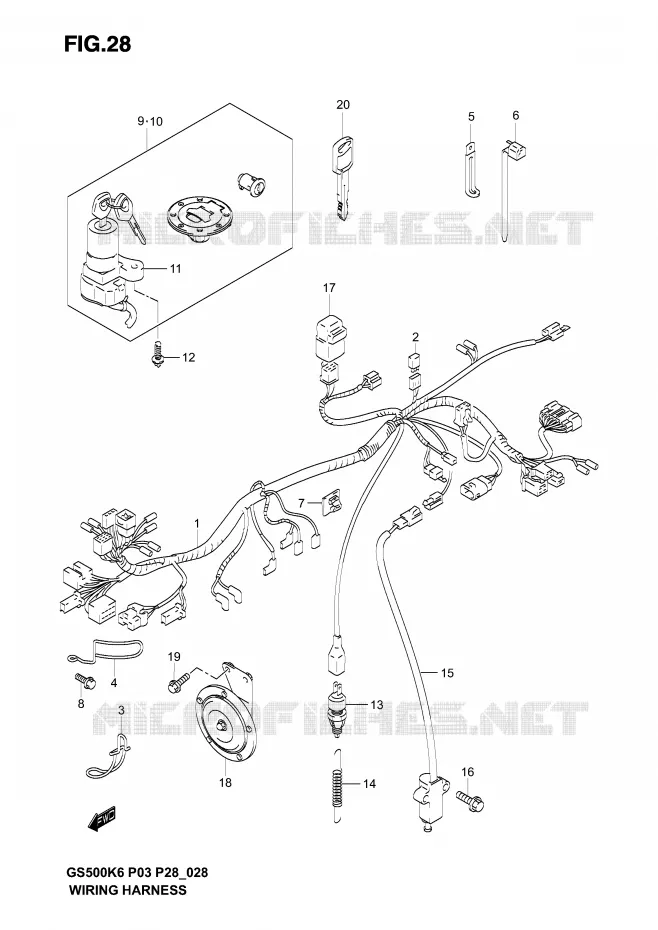 WIRING HARNESS (MODEL K3) Suzuki MOTO 500 GS-E 2003  GS500K3(P3)