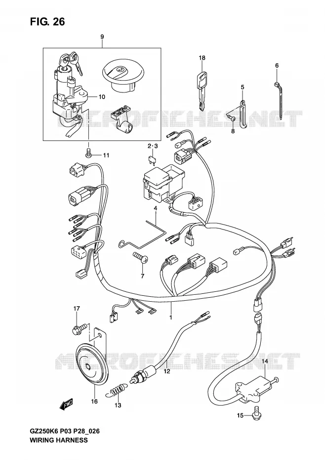 WIRING HARNESS Suzuki MOTO 250 MARAUDER 2006  GZ250K6(P3)