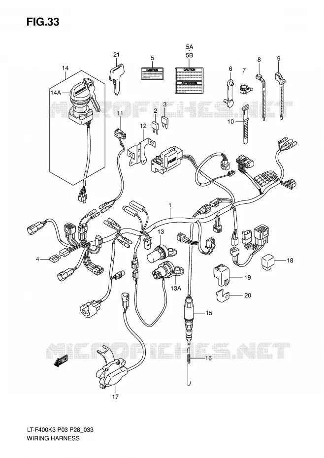 WIRING HARNESS Suzuki QUAD 400 EIGER 2003  LT-F400K3(P3/P28)