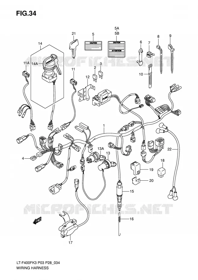 WIRING HARNESS Suzuki QUAD 400 EIGER 2006  LT-F400FK6(P3/P28)