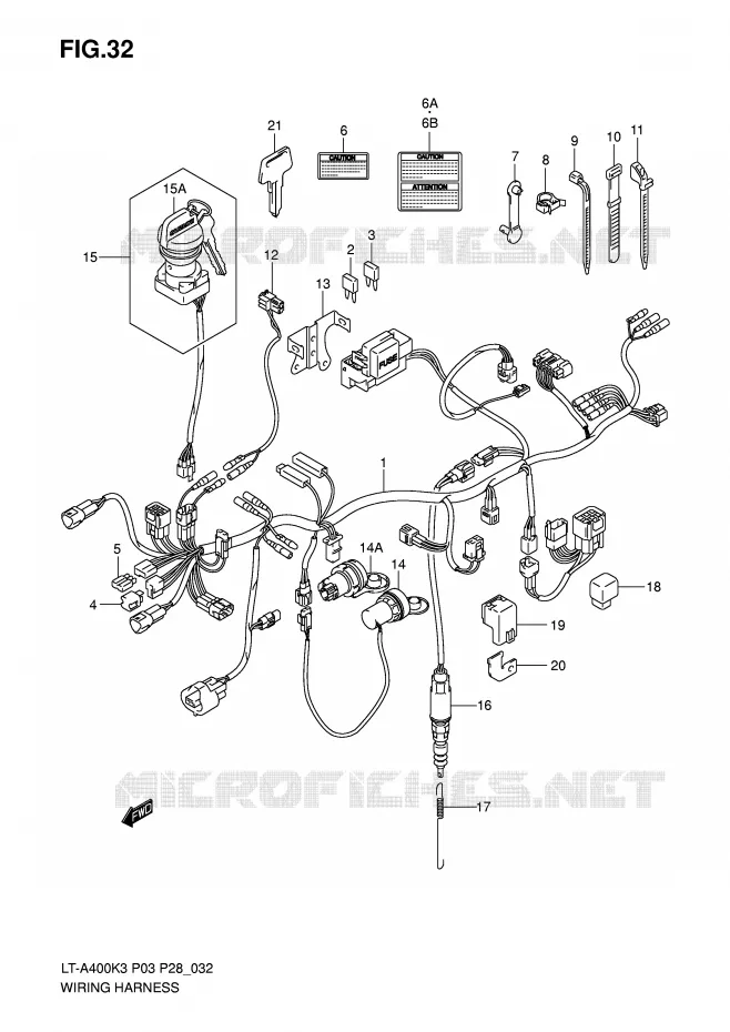WIRING HARNESS Suzuki QUAD 400 EIGER 2007  LT-A400K7(P3/P28)