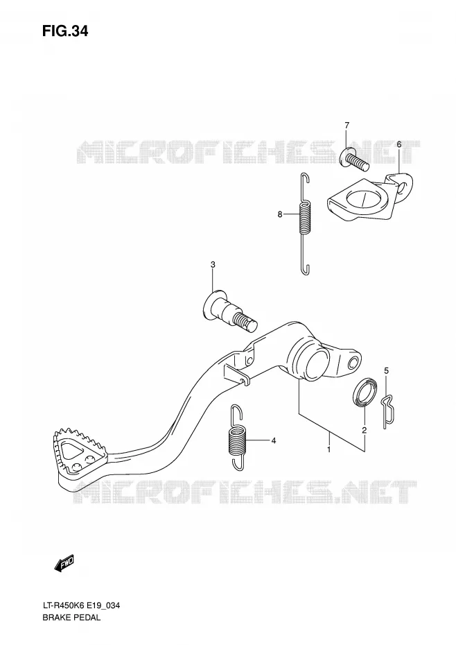 BRAKE PEDAL (MODEL K6/K7/K8) Suzuki QUAD 450 QUADRACER 2006  LT-R450K6(E19)