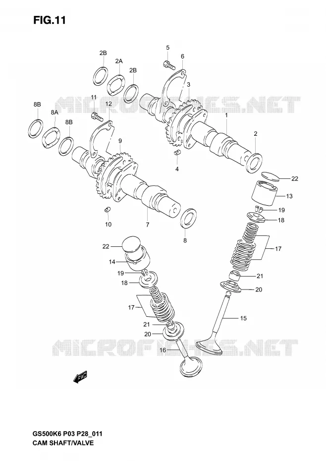 CAMSHAFT - VALVES Suzuki MOTO 500 GS-F 2004  GS500FK4(P3)