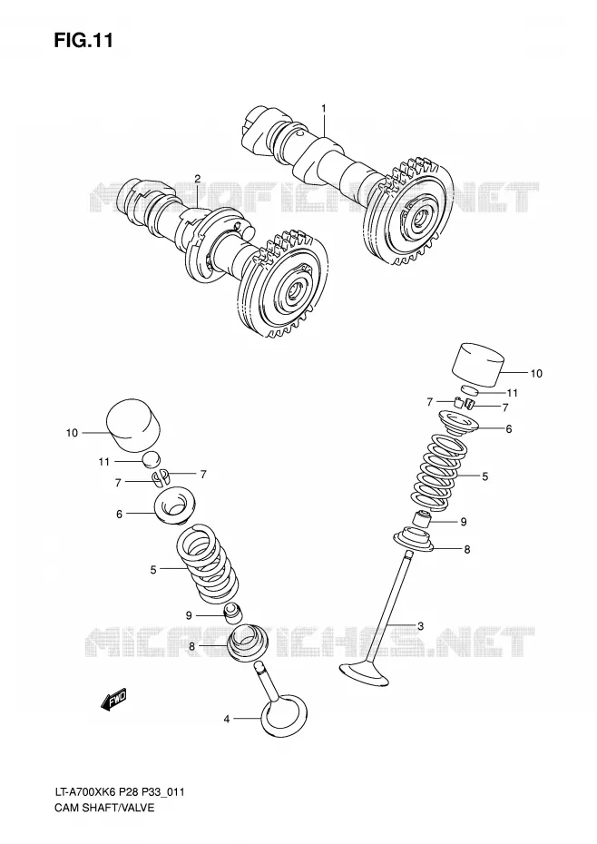 CAMSHAFT - VALVES Suzuki QUAD 700 KINGQUAD 2007  LT-A700XK7(P28/P33)