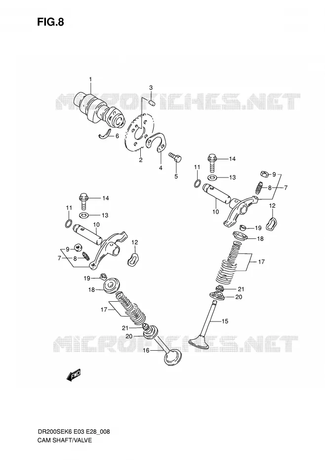 CAMSHAFT/VALVE Suzuki MOTO 200 DR 2007  DR200SEK7(E3/E28)