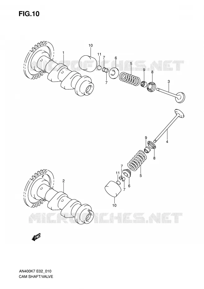 CAMSHAFT/VALVE Suzuki SCOOTER 400 BURGMAN 2010  AN400AL0(E2)