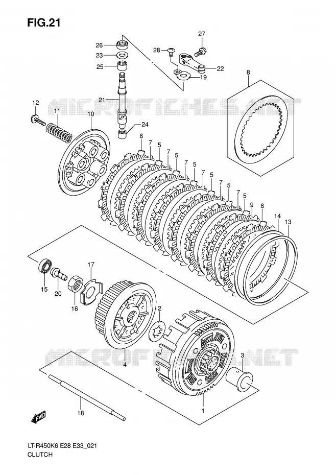 CLUTCH (MODEL K6/K7) Suzuki QUAD 450 QUADRACER 2008  LT-R450K8(E28/E33)