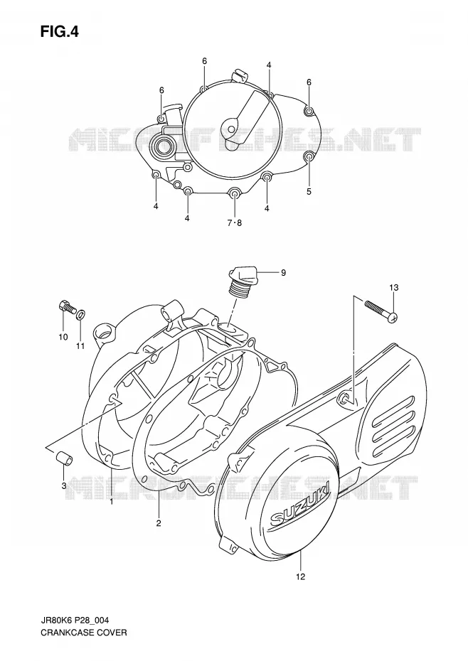 CRANKCASE COVER Suzuki MOTO 80 JR 2006  JR80K6(P28)