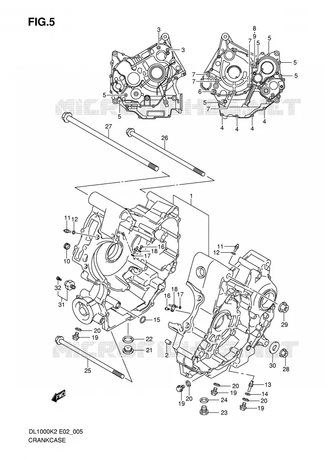 CRANKCASE (MODEL K2/K3/K4/K5) Suzuki MOTO 1000 V-STROM 2003  DL1000K3(E2)