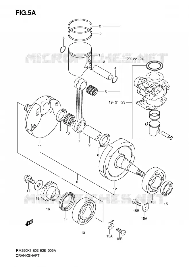 CRANKSHAFT (MODEL K3/K4/K5/K6) Suzuki MOTO 250 RM 2003  RM250K3(E3/E28)