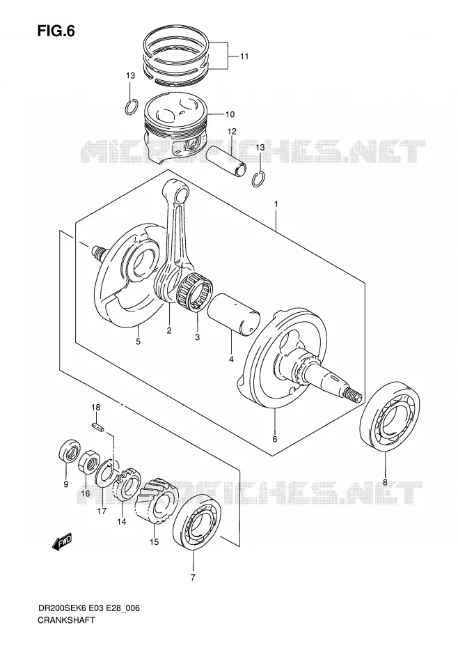 CRANKSHAFT Suzuki MOTO 200 DR 2010  DR200SEL0(E3/E28)
