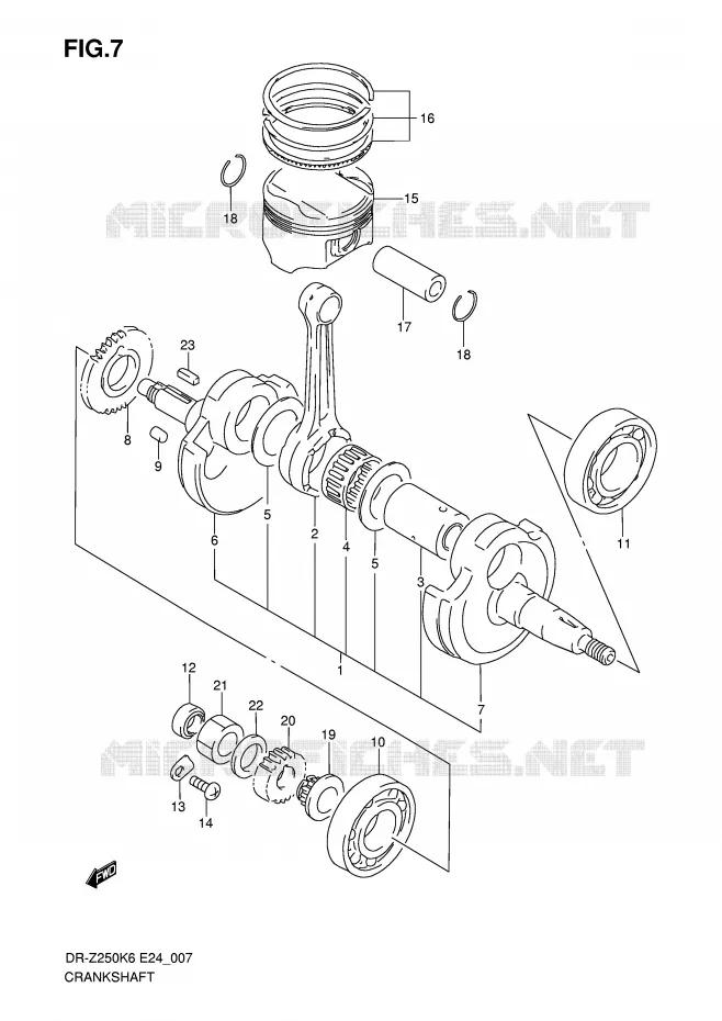 CRANKSHAFT Suzuki MOTO 250 DR-Z 2007  DR-Z250K7(E24)