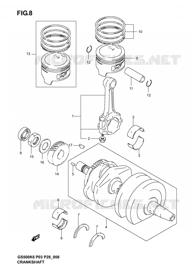 CRANKSHAFT Suzuki MOTO 500 GS-F 2004  GS500FK4(P3)
