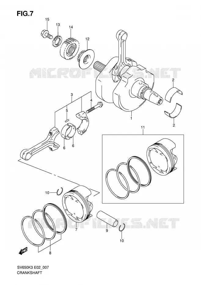 CRANKSHAFT Suzuki MOTO 650 SV 2003  SV650K3(E2)