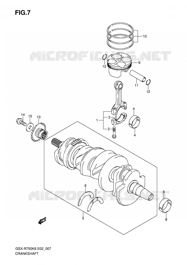 CRANKSHAFT Suzuki MOTO 750 GSX-R 2006  GSX-R750K6(E2)