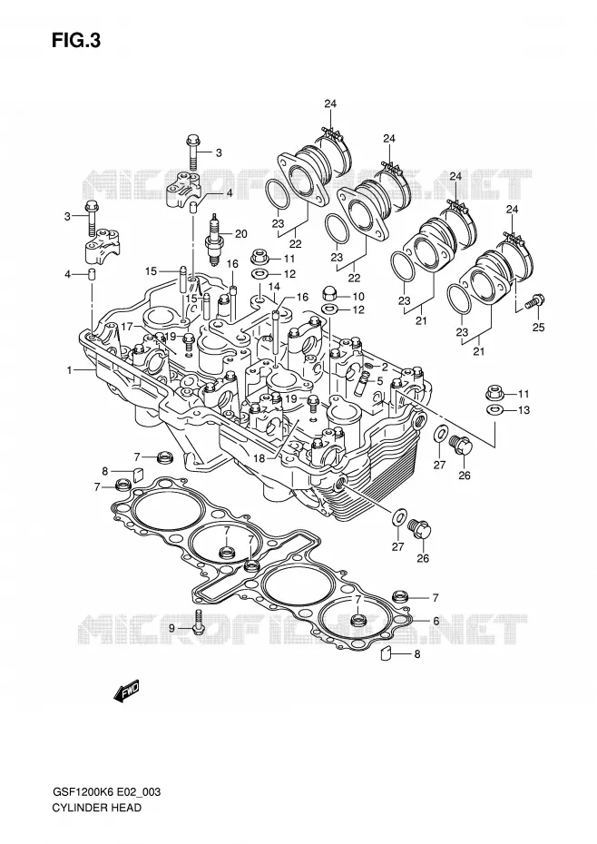 CYLINDER HEAD Suzuki MOTO 1200 BANDIT-S 2006  GSF1200SAK6(E2)