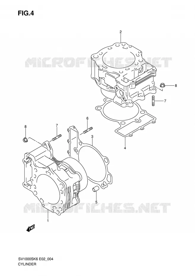 CYLINDER Suzuki MOTO 1000 SV 2007  SV1000SK7(E2)