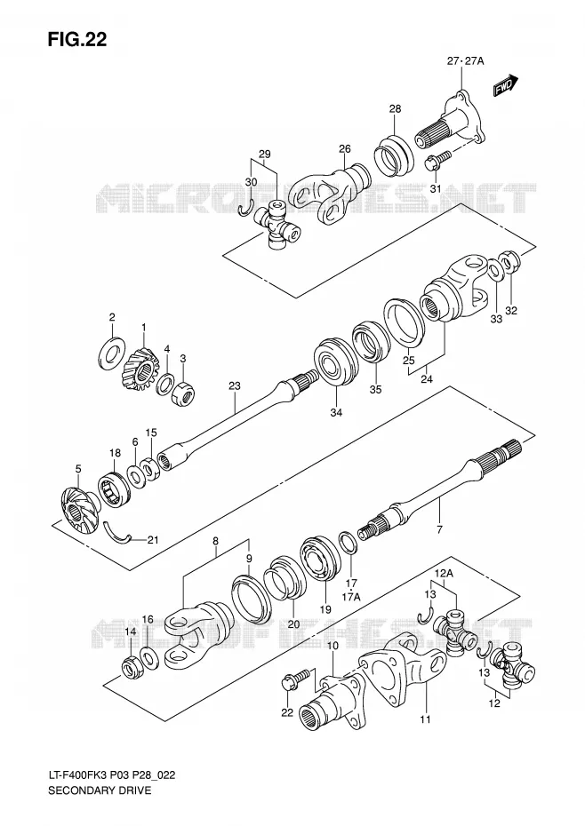 DRIVESHAFT Suzuki QUAD 400 EIGER 2004  LT-F400FK4(P3/P28)