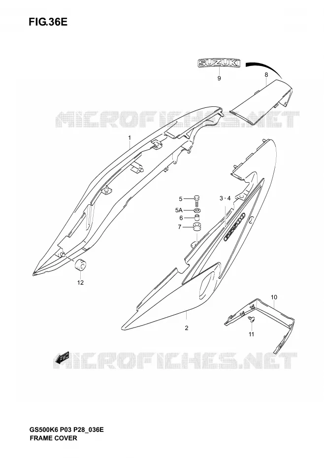 FAIRING (GS500K6 P28) Suzuki MOTO 500 GS-F 2005  GS500FK5(P3)