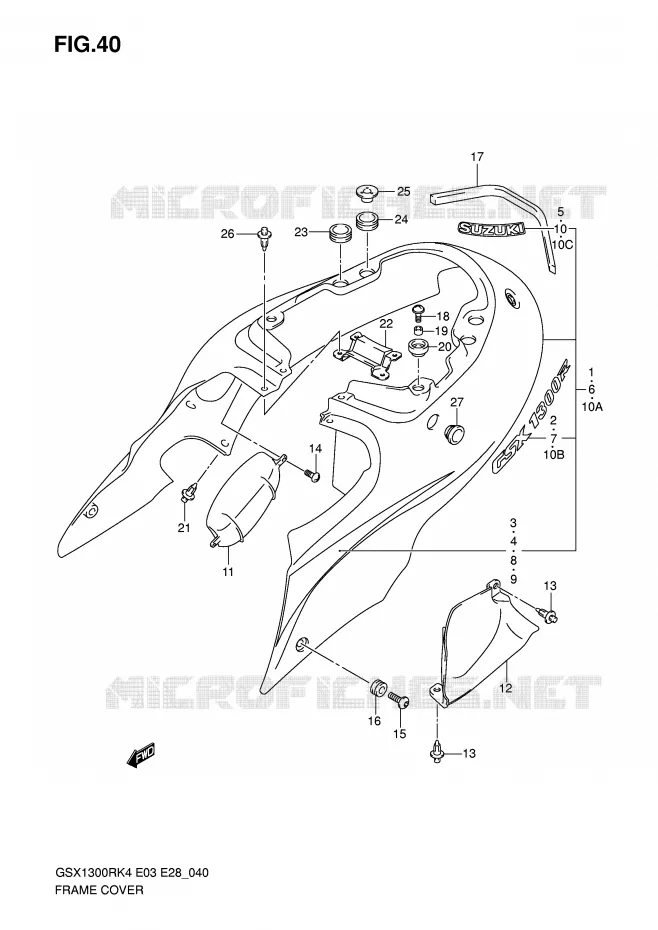 FAIRING (MODEL K4) Suzuki MOTO 1300 HAYABUSA 2004  GSX1300RK4(E3/E28)