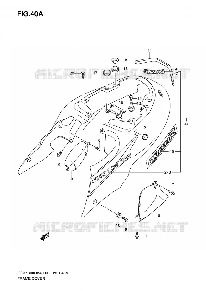 FAIRING (MODEL K5) Suzuki MOTO 1300 HAYABUSA 2004  GSX1300RZK4(E3/E28)