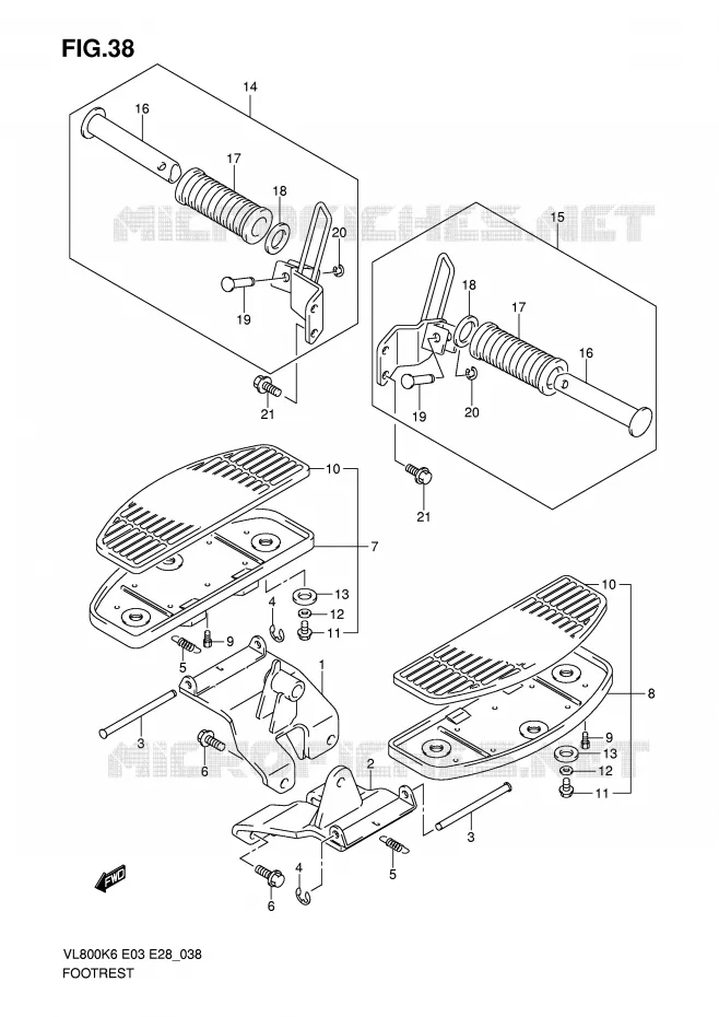FOOTREST (MODEL K6/K7/K8) Suzuki MOTO 800 VOLUSIA 2006  VL800K6(E3/E28)