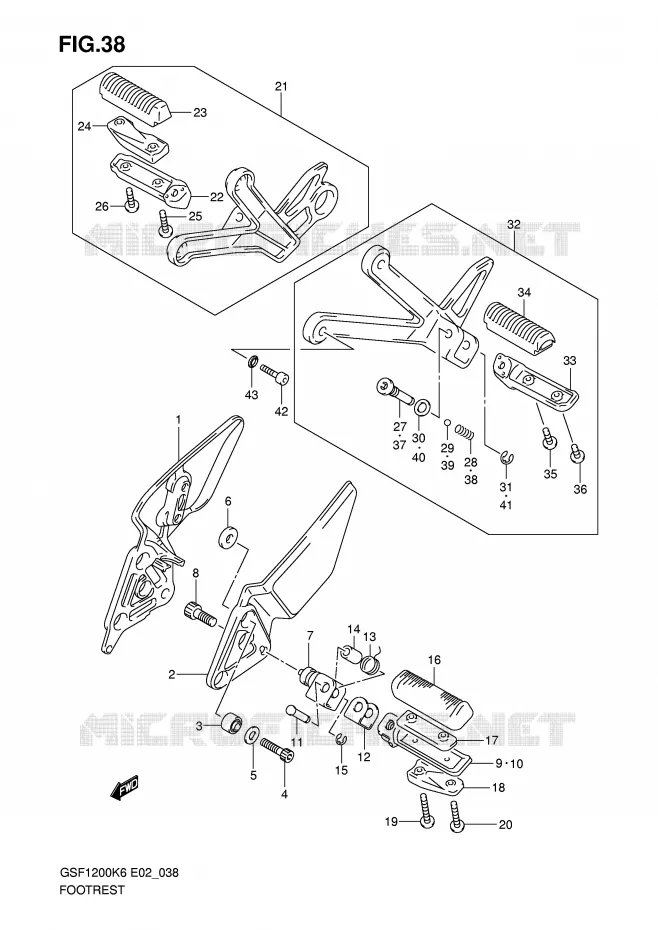 FOOTREST Suzuki MOTO 1200 BANDIT 2006  GSF1200K6(E2)