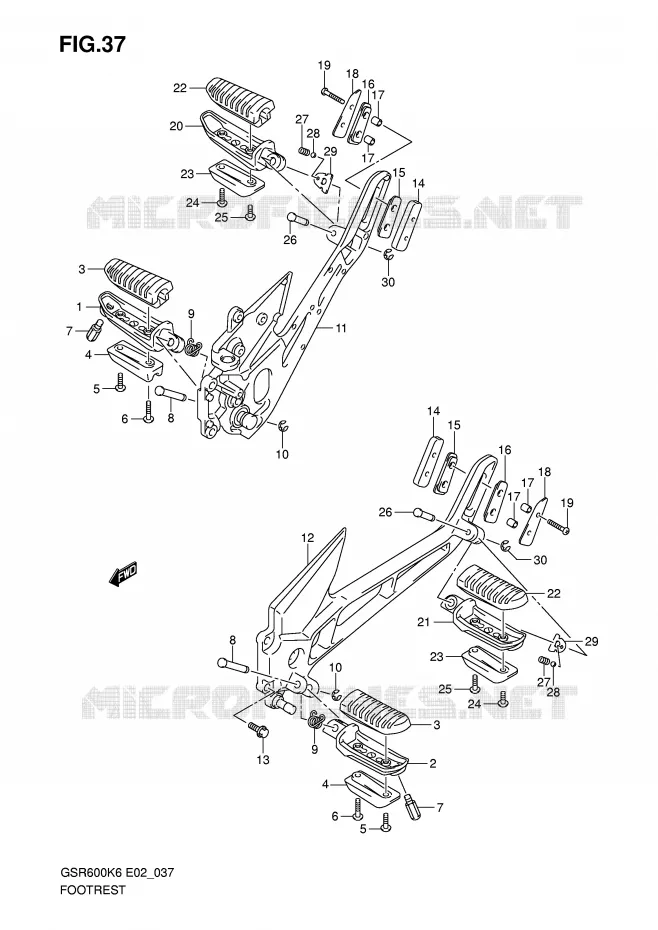 FOOTREST Suzuki MOTO 600 GSR 2010  GSR600AL0(E2)