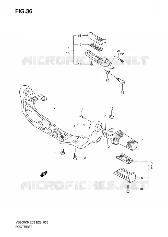 FOOTREST Suzuki MOTO 800 INTRUDER 2008  VS800K8(E3/E28)
