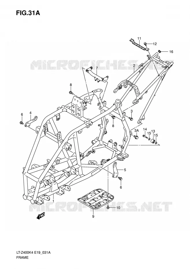 FRAME (MODEL K5/K6/K7) Suzuki QUAD 400 QUADSPORT 2005  LT-Z400K5(E19)