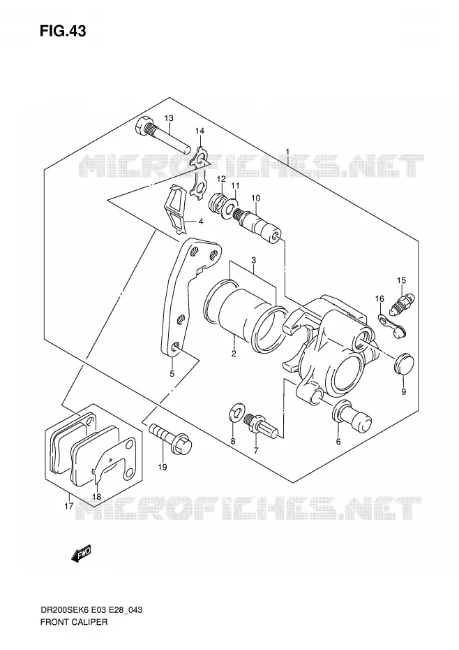 FRONT CALIPER Suzuki MOTO 200 DR 2009  DR200SEK9(E3/E28)