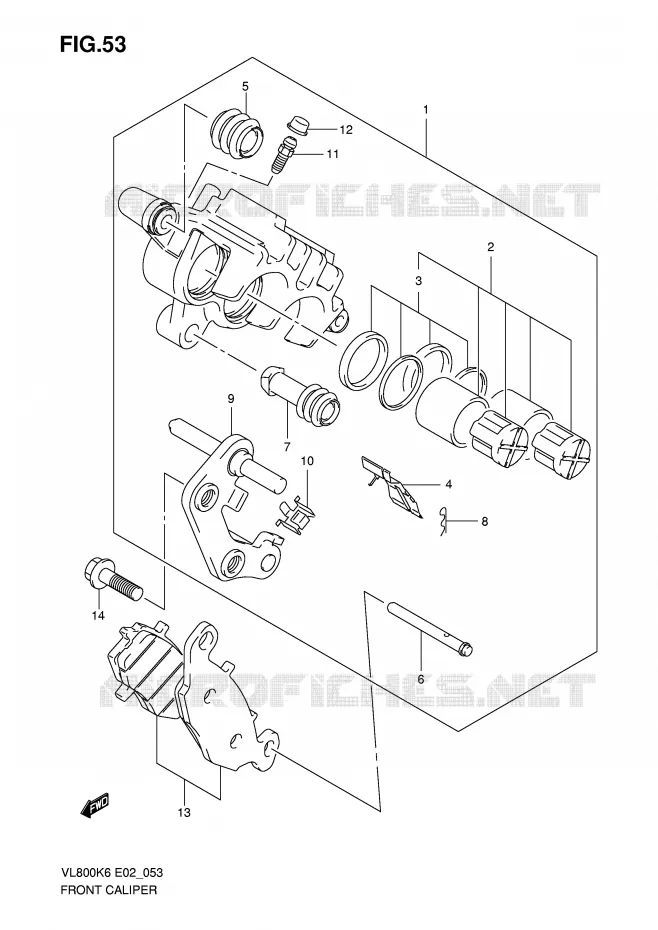 FRONT CALIPER Suzuki MOTO 800 VOLUSIA 2007  VL800CUEK7(E2)