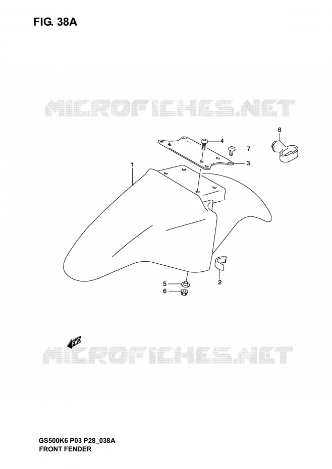 FRONT FENDER (MODEL K4) Suzuki MOTO 500 GS-F 2006  GS500FK6(P3)