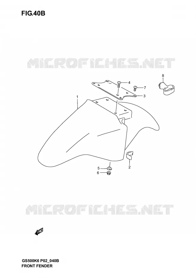 FRONT FENDER (MODEL K5) Suzuki MOTO 500 GS-F 2006  GS500FK6(P19)