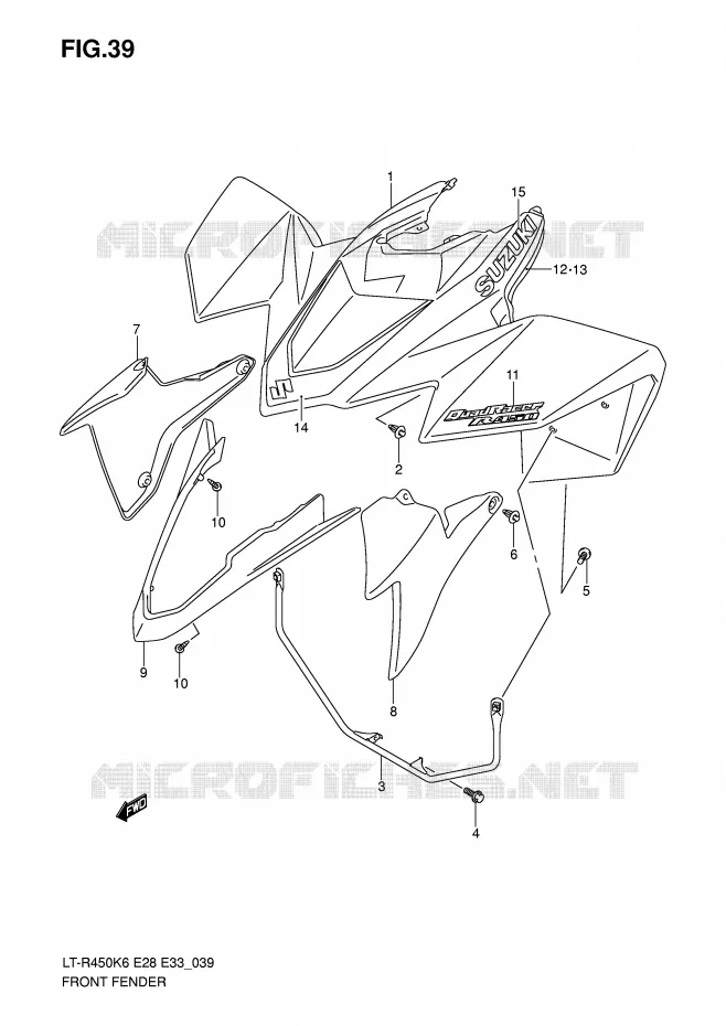 FRONT FENDER (MODEL K6) Suzuki QUAD 450 QUADRACER 2010  LT-R450L0(E28/E33)
