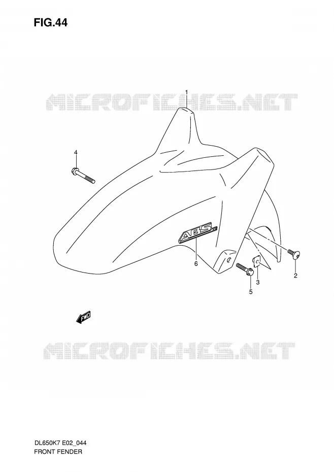 FRONT FENDER (MODEL K7) Suzuki MOTO 650 V-STROM 2010  DL650AL0(E2)