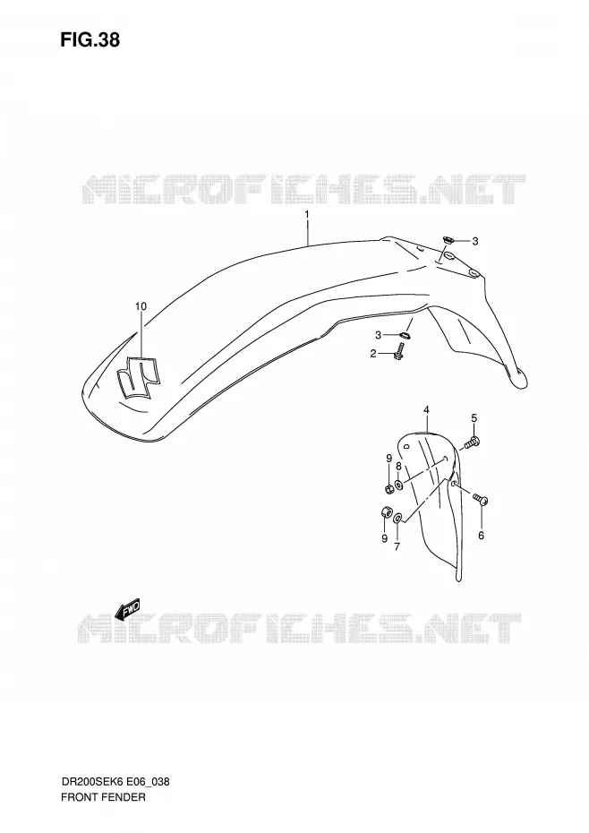 FRONT FENDER Suzuki MOTO 200 DR 2010  DR200SEL0(E6)