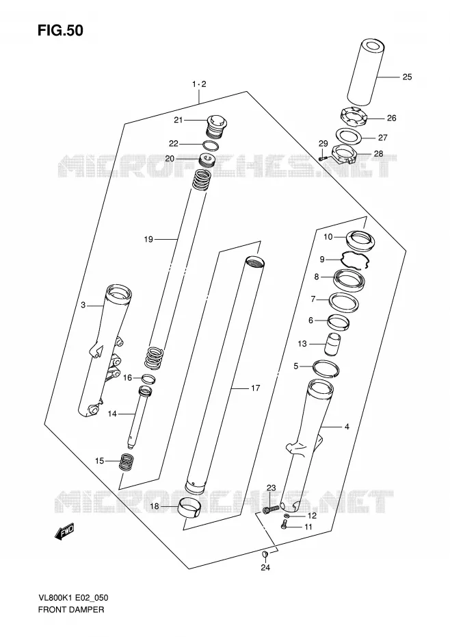 FRONT FORK (MODEL K/K2/K3/K4) Suzuki MOTO 800 VOLUSIA 2004  VL800ZK4(E2)