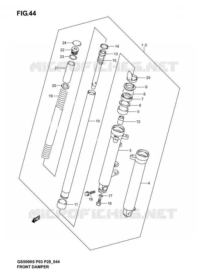 FRONT FORK (MODEL K3) Suzuki MOTO 500 GS-E 2005  GS500K5(P3)