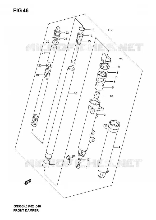FRONT FORK (MODEL K3) Suzuki MOTO 500 GS-F 2005  GS500FUK5(P19)