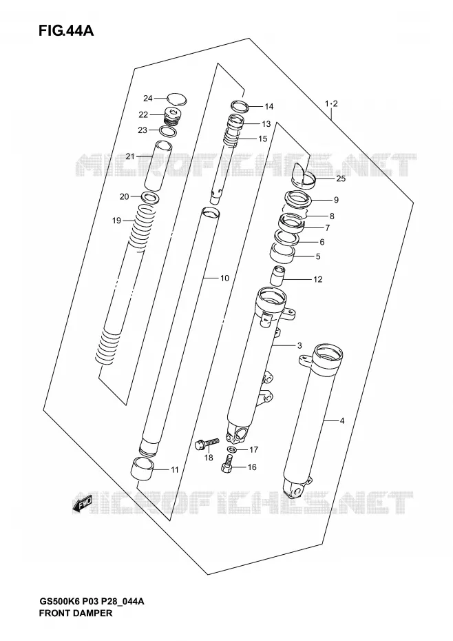 FRONT FORK (MODEL K4/K5/K6) Suzuki MOTO 500 GS-F 2004  GS500FK4(P3)