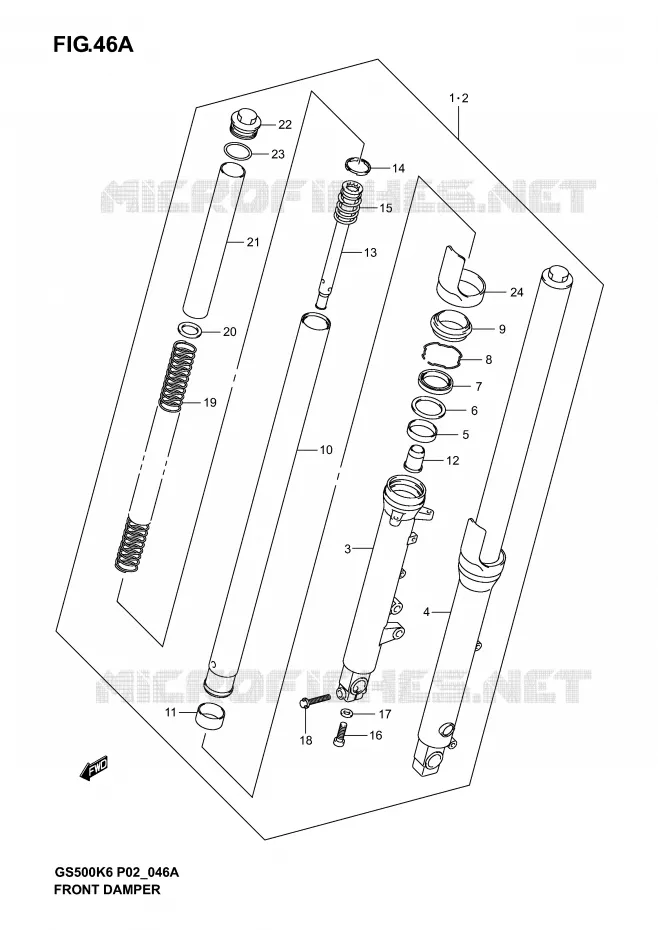 FRONT FORK (MODEL K4/K5/K6) Suzuki MOTO 500 GS-F 2005  GS500FK5(P19)
