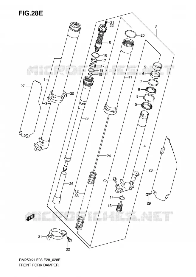 FRONT FORK (MODEL K6) Suzuki MOTO 250 RM 2003  RM250K3(E3/E28)