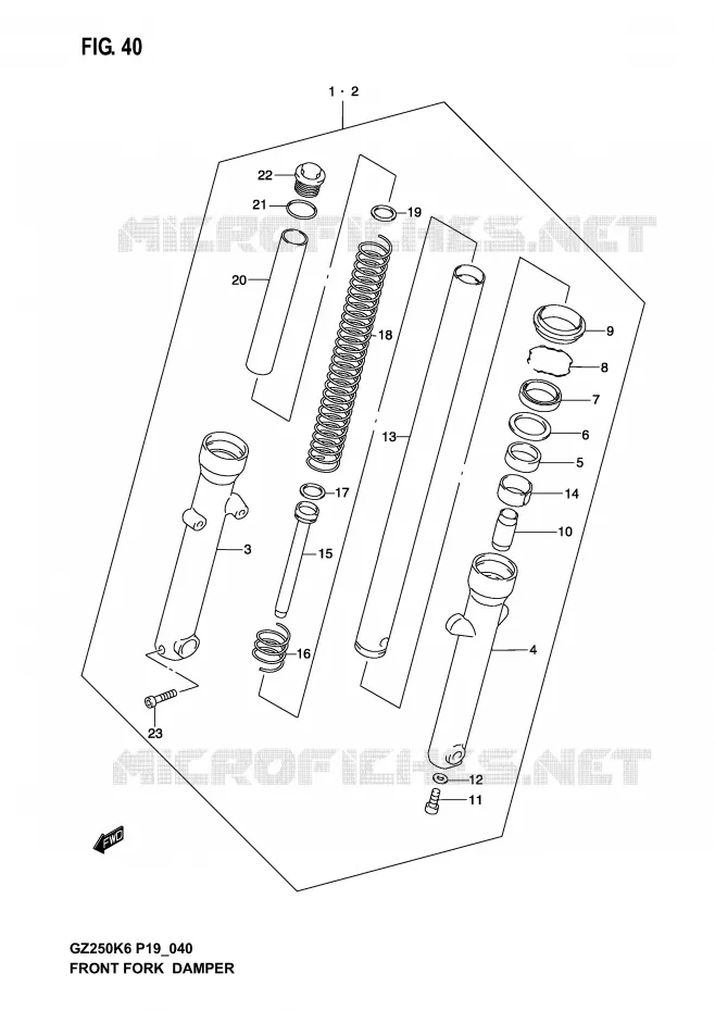FRONT FORK Suzuki MOTO 250 MARAUDER 2006  GZ250K6(P19)