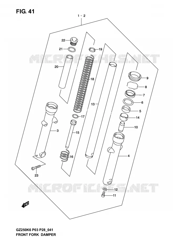 FRONT FORK Suzuki MOTO 250 MARAUDER 2006  GZ250K6(P3)