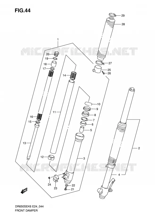 FRONT FORK Suzuki MOTO 650 DR 2010  DR650SEL0(E24)