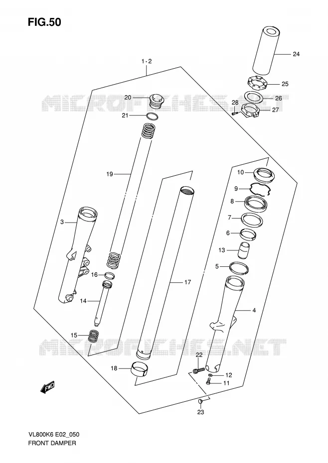 FRONT FORK Suzuki MOTO 800 VOLUSIA 2010  VL800CUEL0(E2)