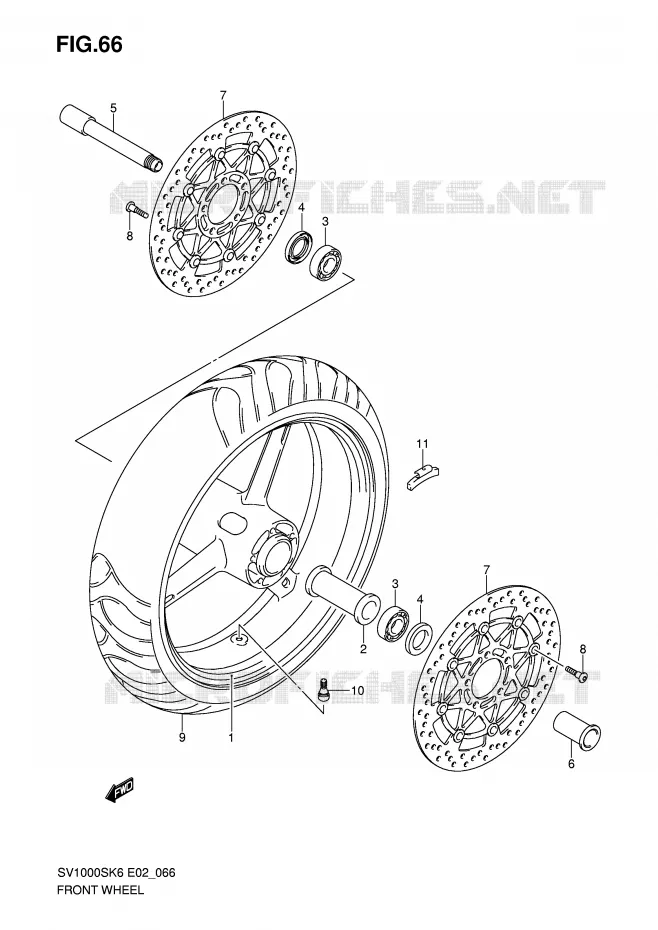 FRONT WHEEL Suzuki MOTO 1000 SV 2007  SV1000U2K7(E2)