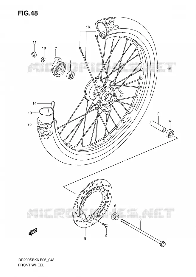 FRONT WHEEL Suzuki MOTO 200 DR 2009  DR200SEK9(E6)