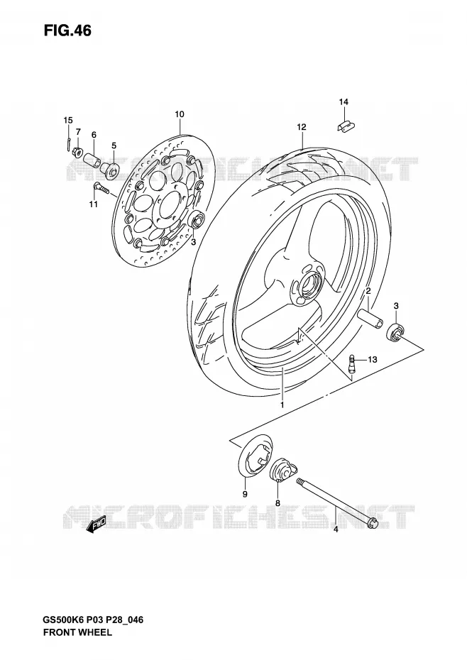 FRONT WHEEL Suzuki MOTO 500 GS-F 2005  GS500FK5(P3)